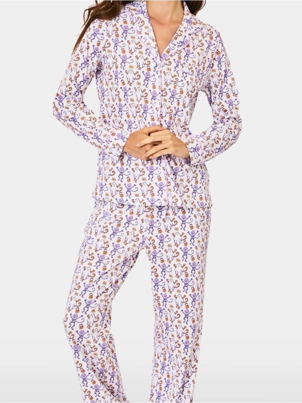 BNWT Roller Rabbit Trick or Treat Long Sleeve Polo Pajamas Size Medium - Picture 2 of 4